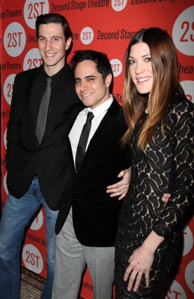 Pablo Schreiber & playwright Rajiv Joseph & Jennifer Carpenter Photo