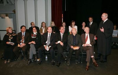 Supreme Court Justice Anthony M. Kennedy (R) poses with the jury Photo