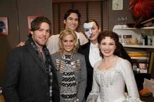 CARRIE UNDERWOOD and husband MIKE FISHER backstage at The Majestic Theatre with current stars SEAN MacLAUGHLIN (Raoul), HUGH PANARO (The Phantom) and SARA JEAN FORD @ BroadwayWorld CARRIE UNDERWOOD and husband MIKE FISHER backstage at The Majestic Theatre with curre Photo