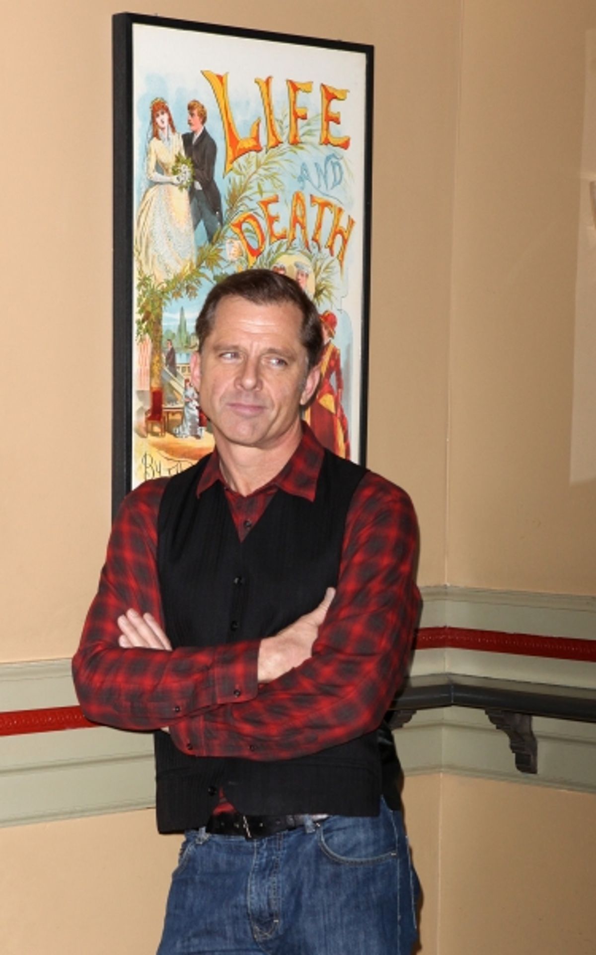 Maxwell Caulfield attends the 'Cactus Flower' Meet & Greet the Press event at the Westside Theatre in New York City. at 
