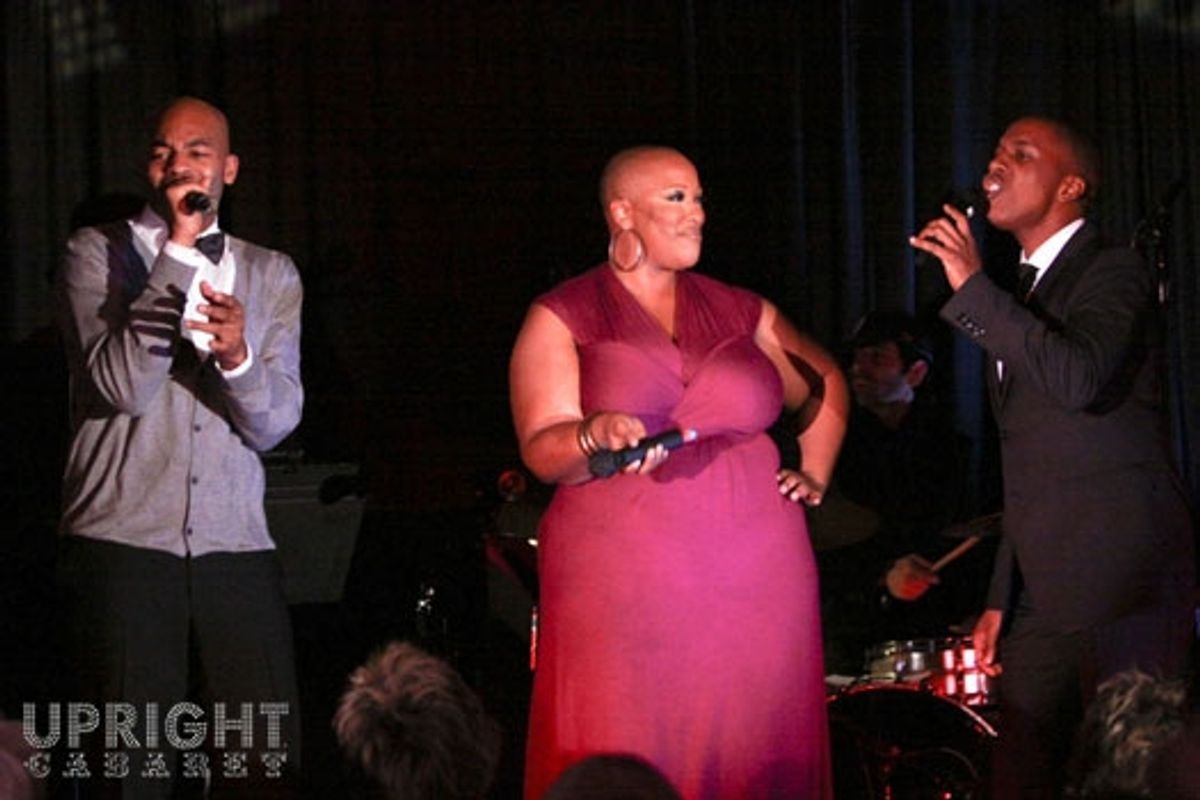 Brandon Victor Dixon, Frenchie Davis and Leslie Odom, Jr. perform in Upright Cabaret's 'Sweet Soul Music' at La Mirada Theatre for the Performing Arts at 