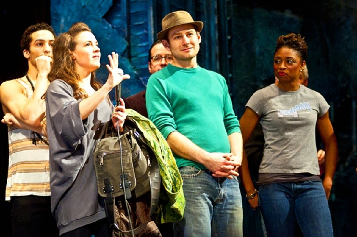 Montego Glover and Chad Kimball with the cast of MEMPHIS at 