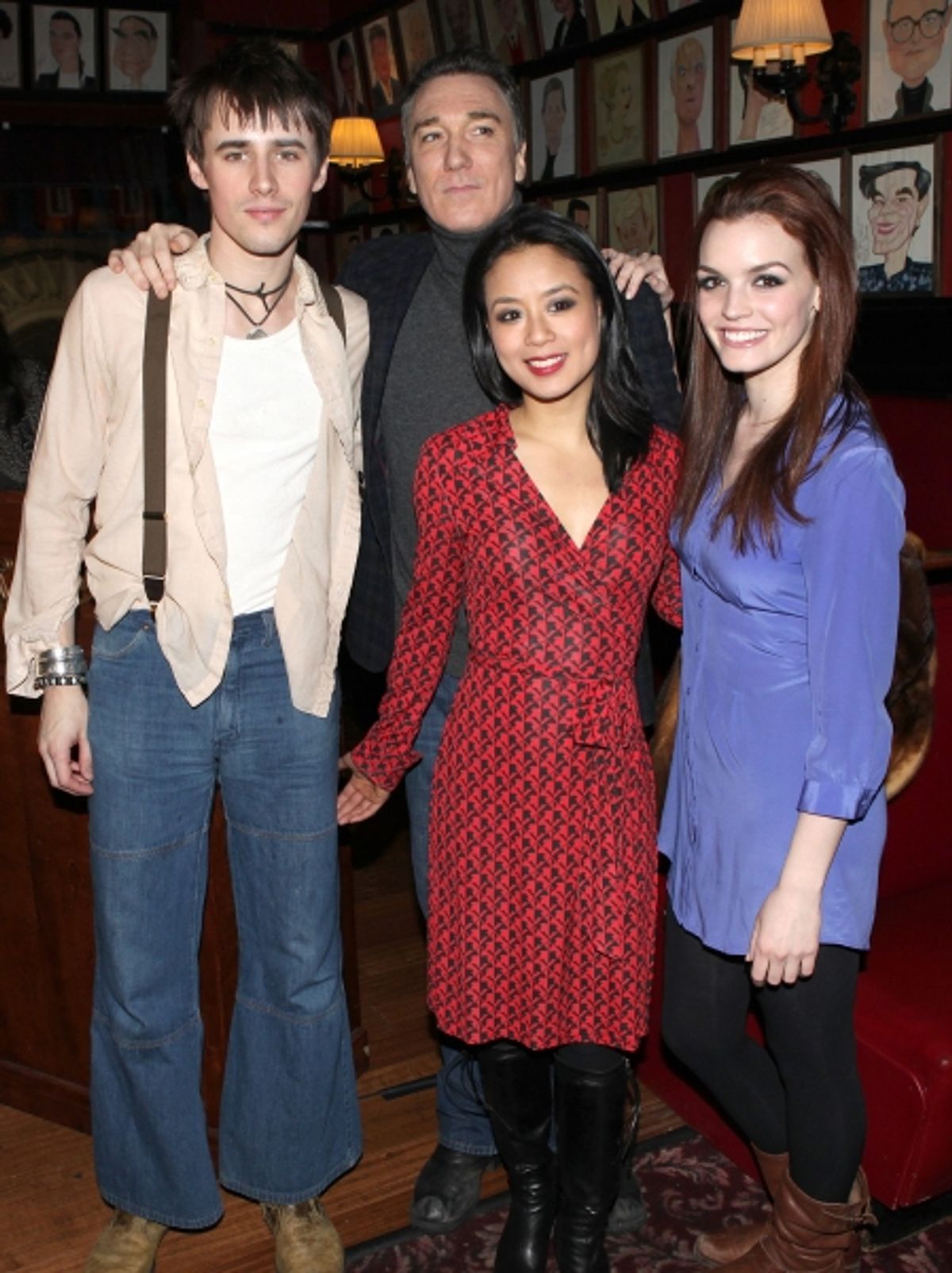 Reeve Carney, Patrick Page, T.V. Carpio and Jennifer Damiano attending the 'Spider-Man Turn Off The Dark' Benefit for The Actors Fund at a Pre-Show Cocktail Reception held at Sardi's Restaurant in New York City at 