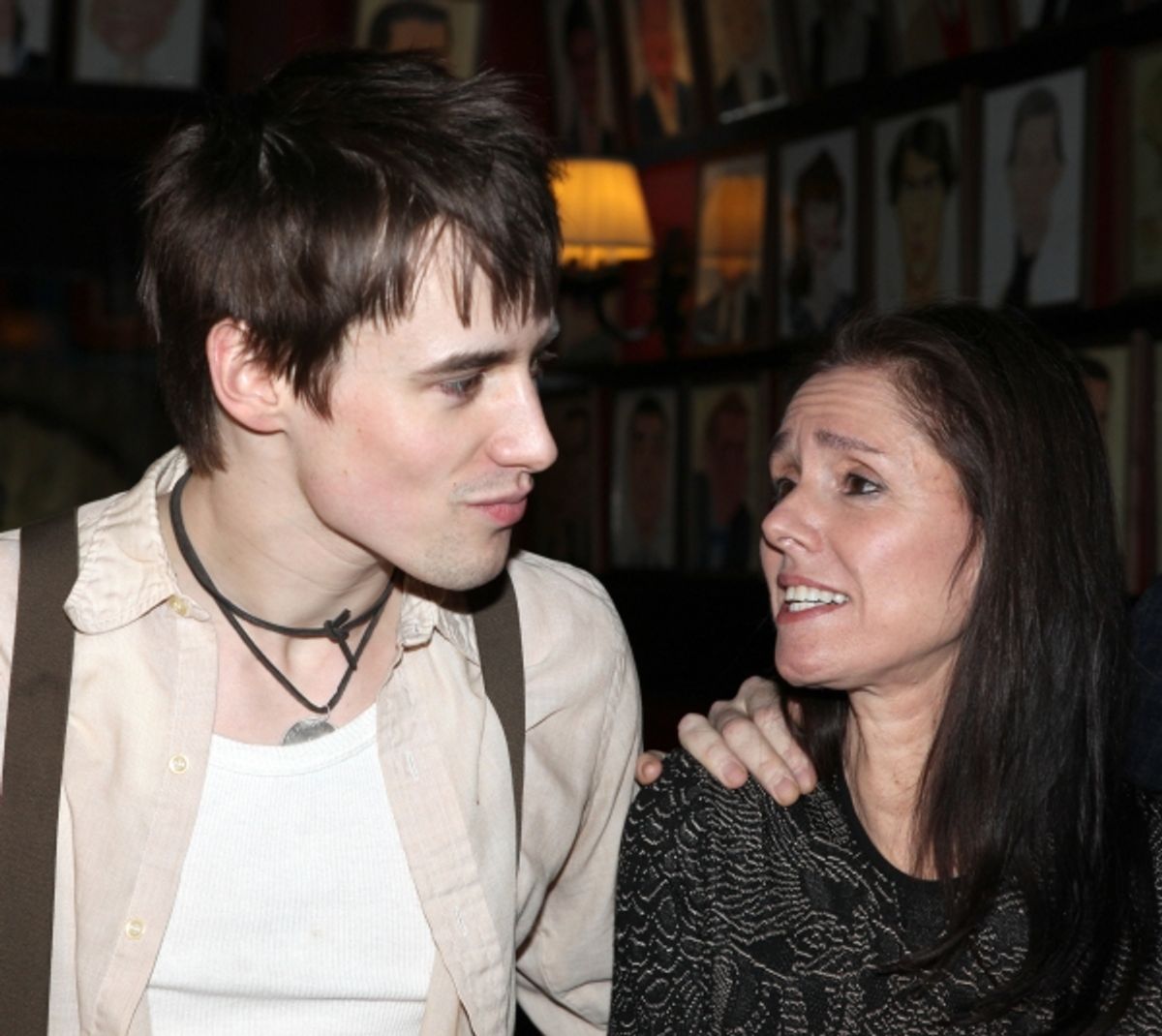 Reeve Carney, Julie Taymor attending the 'Spider-Man Turn Off The Dark' Benefit for The Actors Fund at a Pre-Show Cocktail Reception held at Sardi's Restaurant in New York City at 