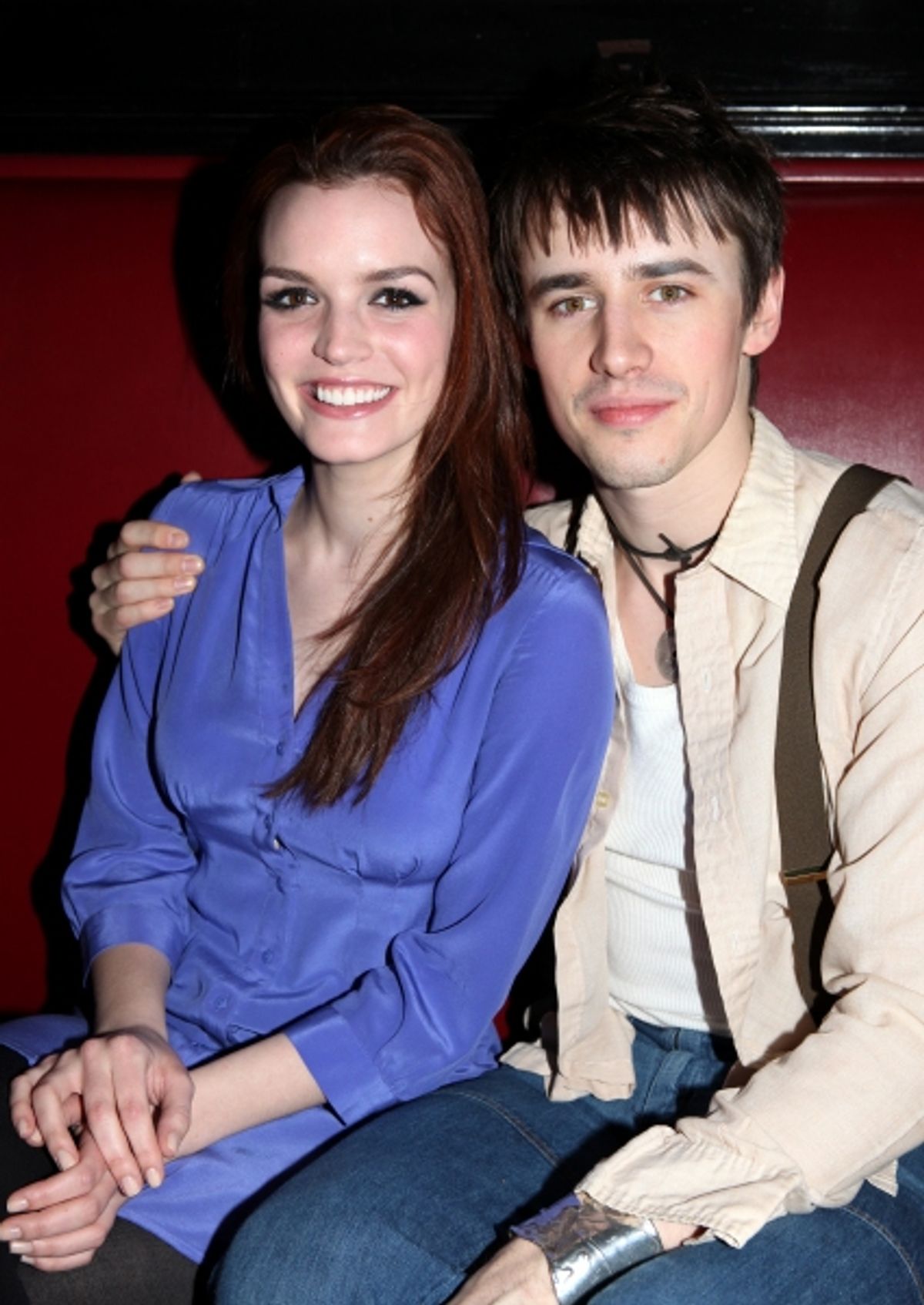 Jennifer Damiano & Reeve Carney attending the 'Spider-Man Turn Off The Dark' Benefit for The Actors Fund at a Pre-Show Cocktail Reception held at Sardi's Restaurant in New York City at 