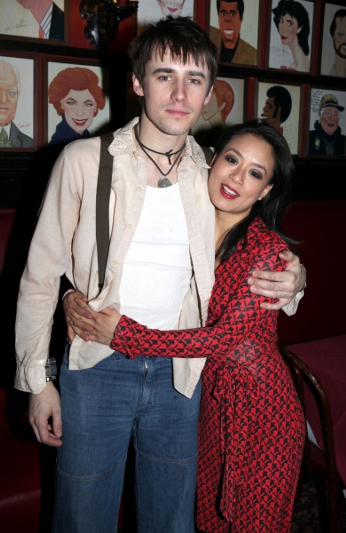 Reeve Carney & T.V. Carpio attending the 'Spider-Man Turn Off The Dark' Benefit for The Actors Fund at a Pre-Show Cocktail Reception held at Sardi's Restaurant in New York City at 
