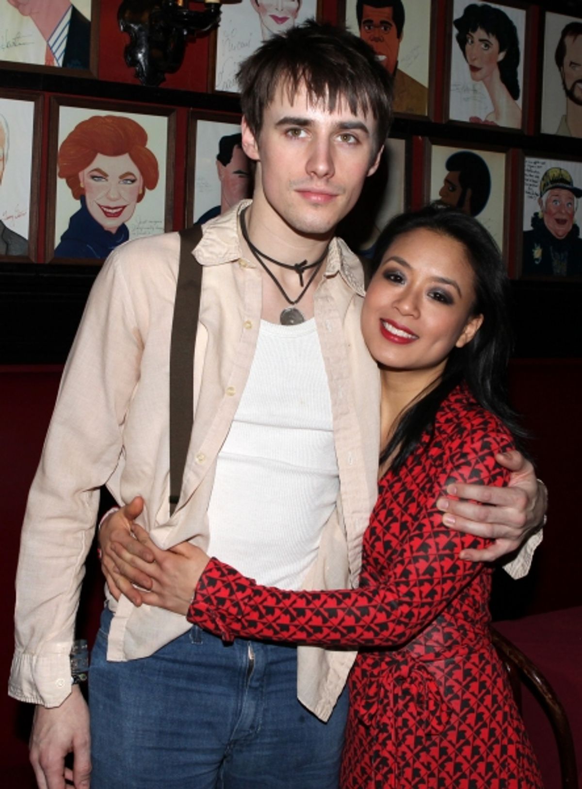 Reeve Carney & T.V. Carpio attending the 'Spider-Man Turn Off The Dark' Benefit for The Actors Fund at a Pre-Show Cocktail Reception held at Sardi's Restaurant in New York City at 