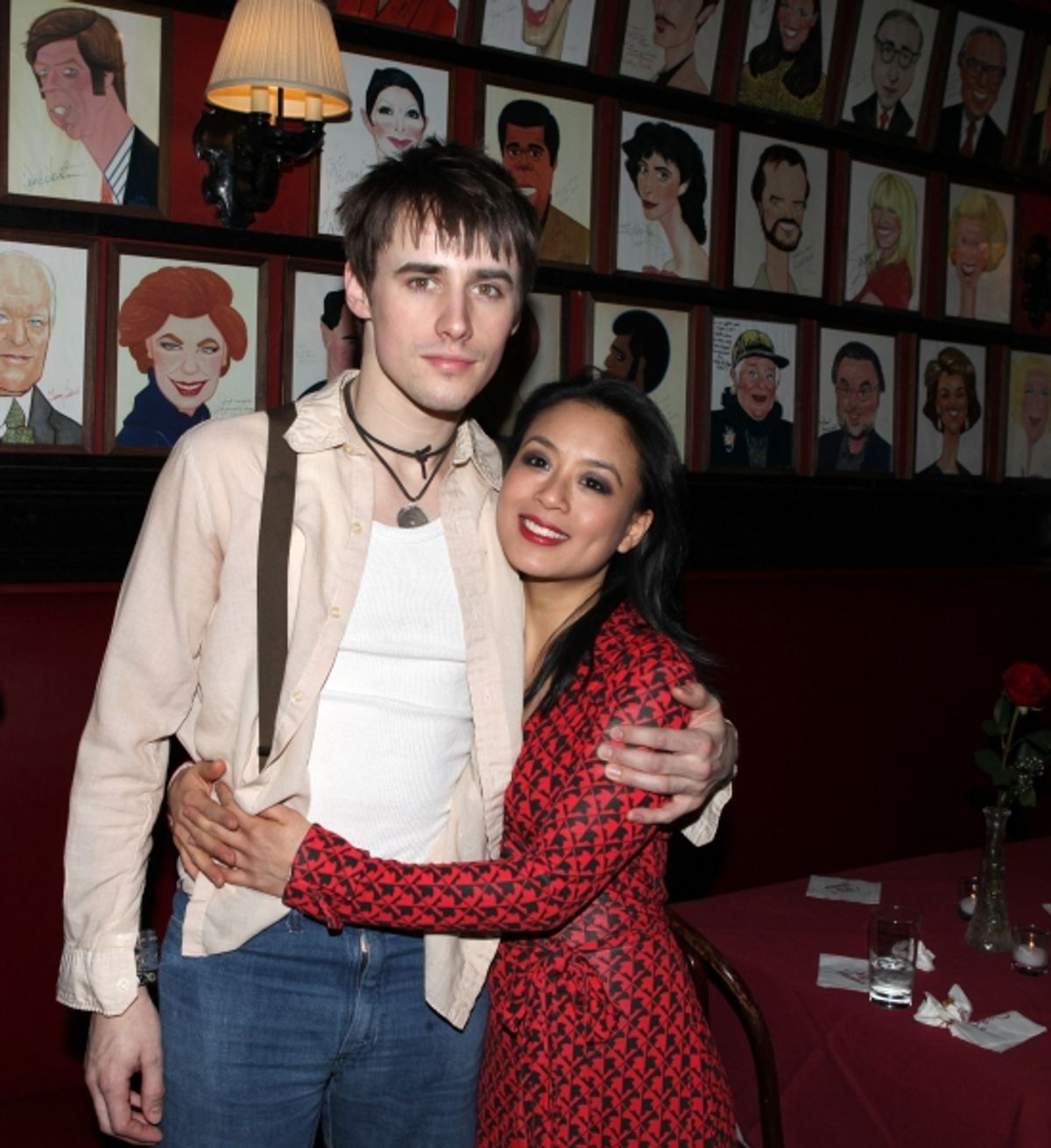 Reeve Carney & T.V. Carpio attending the 'Spider-Man Turn Off The Dark' Benefit for The Actors Fund at a Pre-Show Cocktail Reception held at Sardi's Restaurant in New York City at 