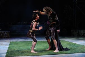 Michael Wartella as Puck and John Hutton as Oberon Photo