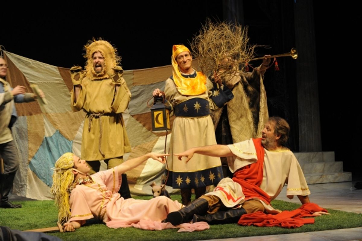 (L-R) Chad Callaghan (Flute/Thisbe), Stephen Weitz (Snug/Lion), Randy Moore (Starveling/Moonshine) and Lawrence Hecht (Bottom/Pyramus) at 