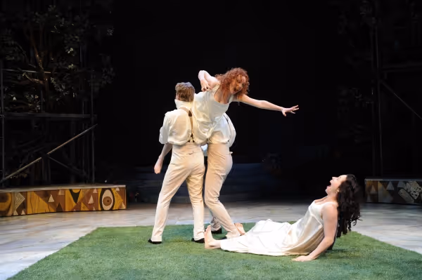 (L-R) Leigh Miller (Lysander), Caitlin Wise (Hermia), Drew Cortese (Demetrius) and Al Photo