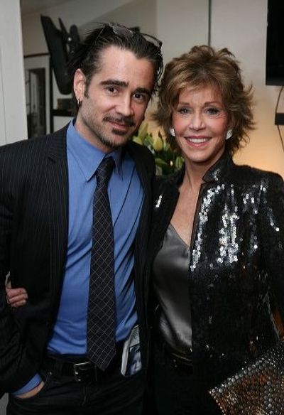 Colin Farrell (L) and cast member Jane Fonda Photo