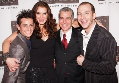 Frankie James Grande, Brooke Shields, and production team member
 Photo