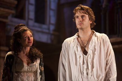 Jenny Powers as Veronica Franco and James Snyder as Marco Venier Photo