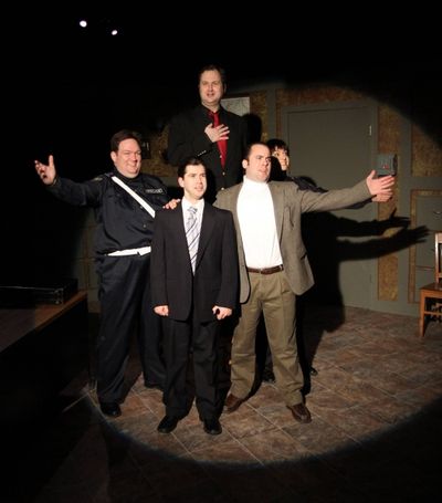Officer #2 (Christopher M. Walsh, left), the Commissioner (Eric Paskey, center front) Photo