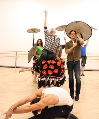 Tony Sheldon & Will Swenson with ensemble cast attend the 'Priscilla Queen Of The Des Photo