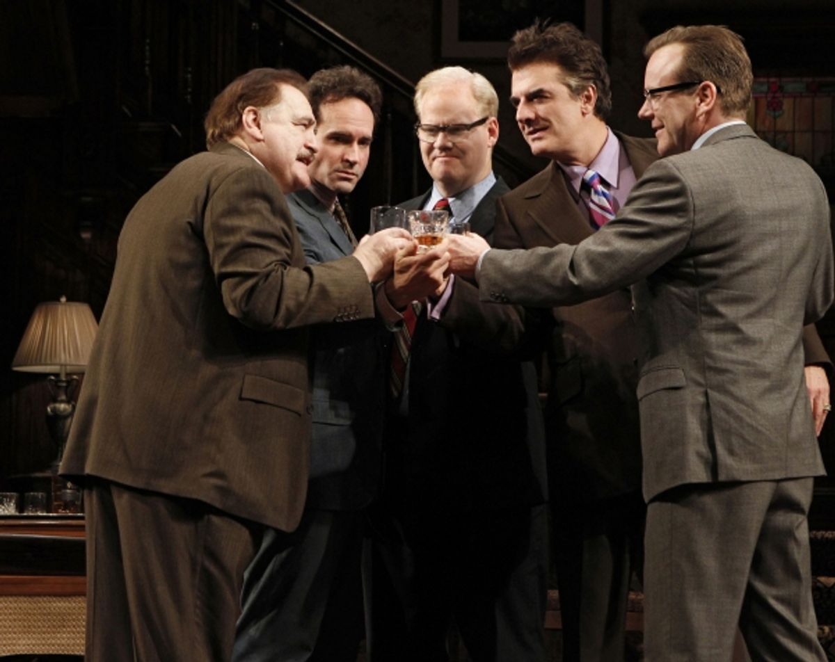 That Championship Season Bernard B. Jacobs Theatre  Cast List: Brian Cox Jim Gaffigan Chris Noth Jason Patric Kiefer Sutherland  Production Credits: Gregory Mosher (Direction) Michael Yeargan (Set Design) Jane Greenwood (Costume Design) Peter Kaczorowski  at 