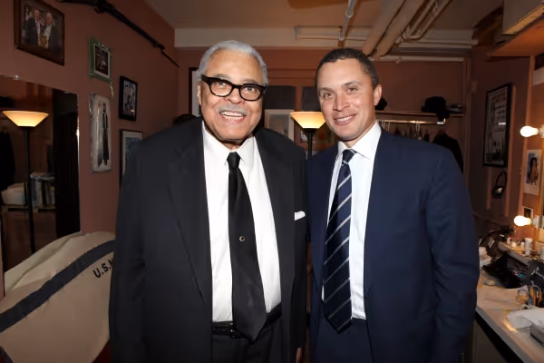 Former Tennessee Congressman Harold Ford, Jr. visit James Earl Jones backstage before Photo