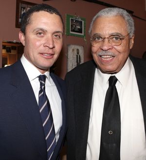 Former Tennessee Congressman Harold Ford, Jr. visits James Earl Jones backstage before participating in the 'Driving Miss Daisy' Talkbacks at the Golden Theatre in New York City. @ BroadwayWorld Former Tennessee Congressman Harold Ford, Jr. visits James Earl Jones backstage befor Photo