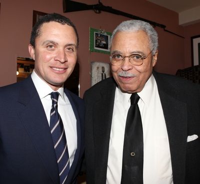 Former Tennessee Congressman Harold Ford, Jr. visits James Earl Jones backstage befor Photo