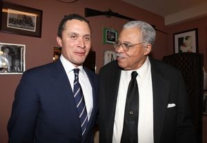 Former Tennessee Congressman Harold Ford, Jr. visits James Earl Jones backstage before participating in the 'Driving Miss Daisy' Talkbacks at the Golden Theatre in New York City. @ BroadwayWorld Former Tennessee Congressman Harold Ford, Jr. visits James Earl Jones backstage befo Photo