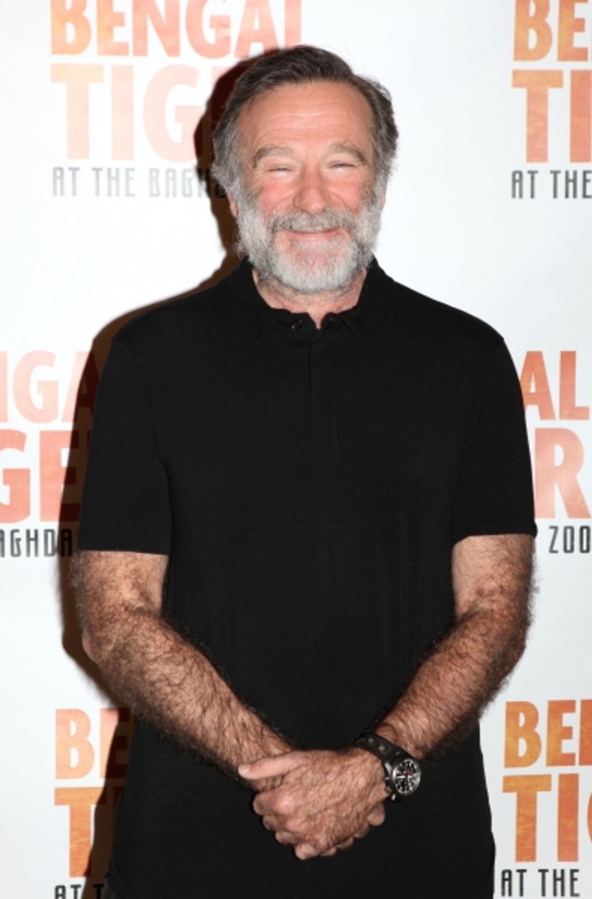 Robin Williams attends the 'Bengal Tiger at The Baghdad Zoo' Meet & Greet during Rehearsals at The New 42nd Street Studios in New York City. at 