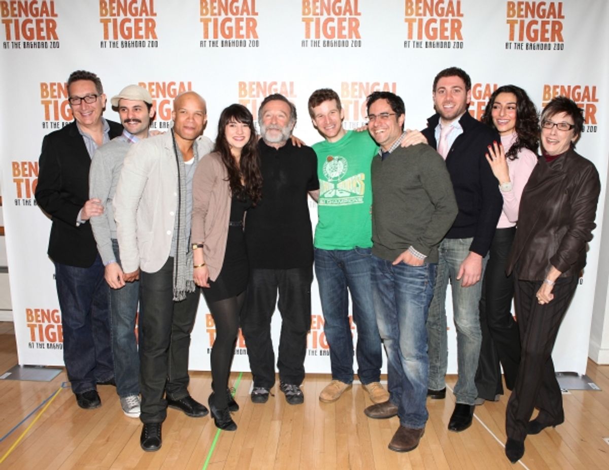Producer Kevin McCollum, Sheila Vand, Glenn Davis, Arian Moayed, Robin Williams, Brad Fleischer, Hrach Titizian, Necar Zadegan and Producer Robyn Goodman
 at 