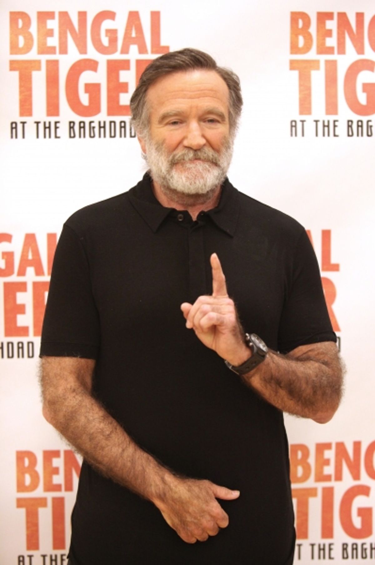 Robin Williams attends the 'Bengal Tiger at The Baghdad Zoo' Meet & Greet during Rehearsals at The New 42nd Street Studios in New York City. at 