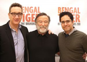 Director Moises Kaufman & Robin Williams & Playwright Rajiv Joseph attends the 'Bengal Tiger at The Baghdad Zoo' Meet & Greet during Rehearsals at The New 42nd Street Studios in New York City. @ BroadwayWorld Director Moises Kaufman & Robin Williams & Playwright Rajiv Joseph attends the 'Benga Photo