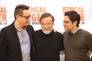 Director Moises Kaufman & Robin Williams & Playwright Rajiv Joseph attends the 'Bengal Tiger at The Baghdad Zoo' Meet & Greet during Rehearsals at The New 42nd Street Studios in New York City. @ BroadwayWorld Director Moises Kaufman & Robin Williams & Playwright Rajiv Joseph attends the 'Benga Photo