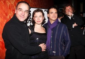 Mandy Patinkin, Hanna Cabell, and Matte Osian (with an Oskar Eustis photobomb) Photo