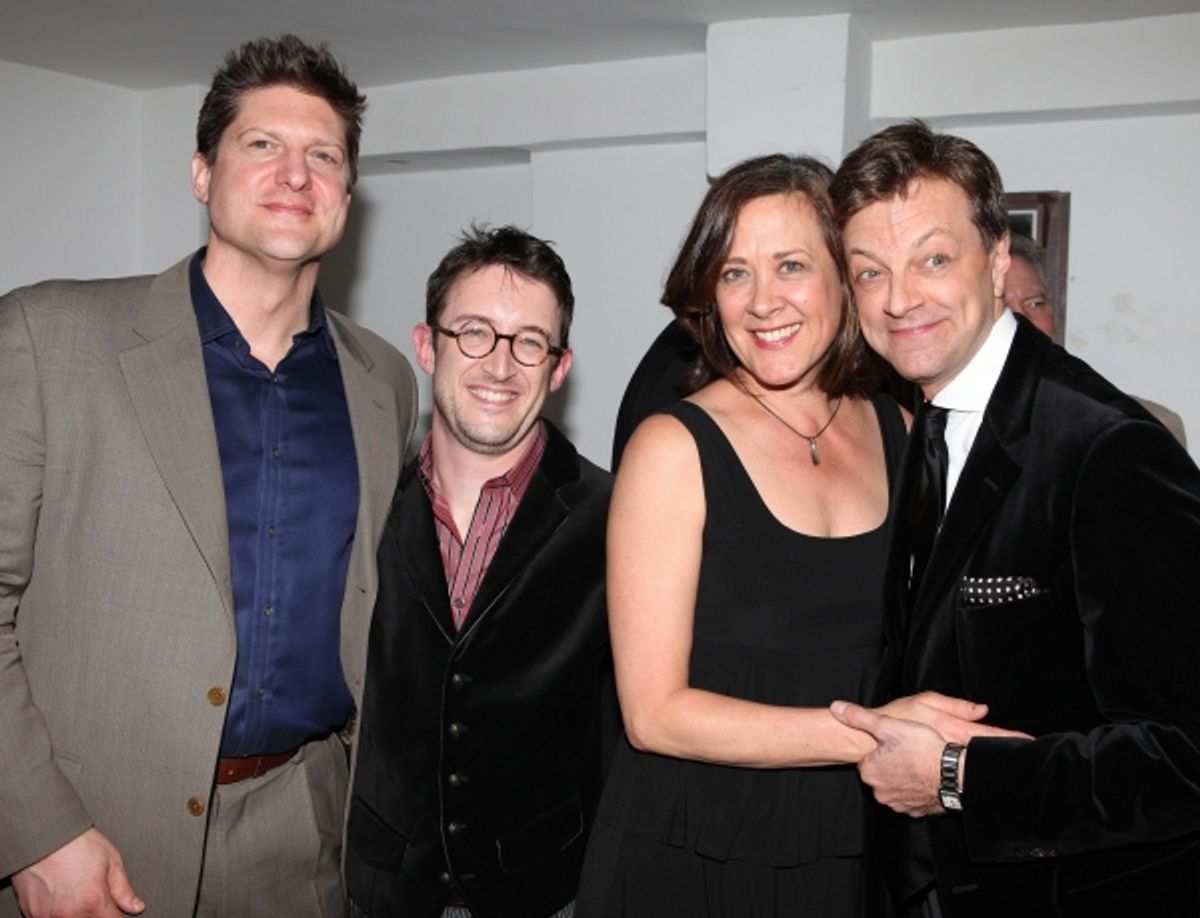 Christopher Sieber, Andrew, Karen Ziemba & Jim Caruso Backstage at The Best of Jim Caruso's Cast Party, a Benefit for BC/EFA at Town Hall in New York City. at 