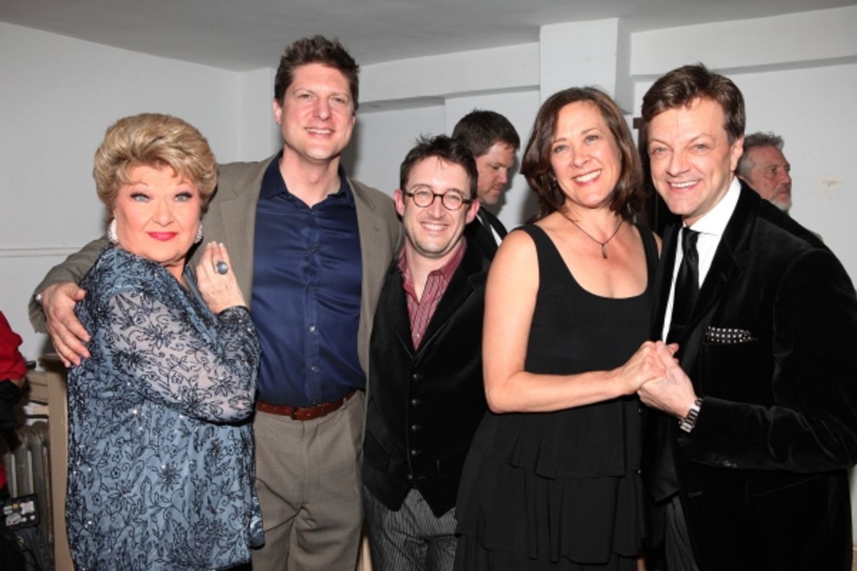 Marilyn Mayes, Christopher Sieber, Andrew, Karen Ziemba & Jim Caruso Backstage at The Best of Jim Caruso's Cast Party, a Benefit for BC/EFA at Town Hall in New York City. at 