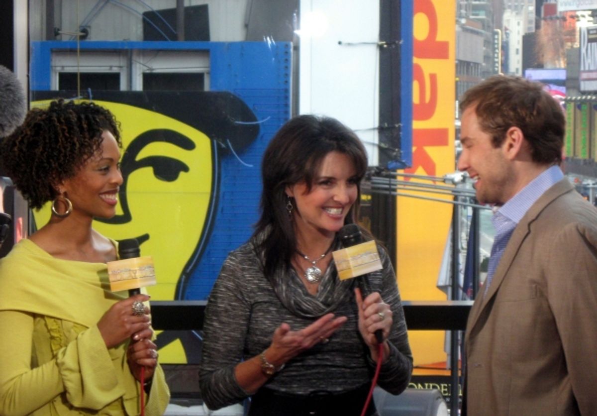 Valonda Calloway and Sharon Delaney from My Carolina Today with Chad Kimball of MEMPHIS  at 