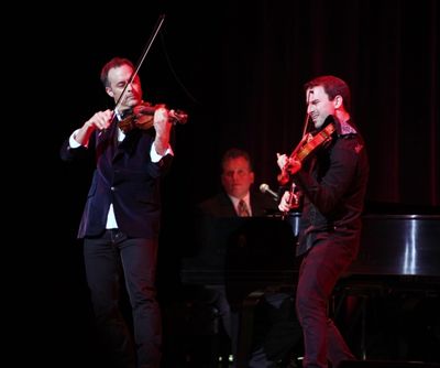 Billy Stritch with Dueling Fiddlers performing at The Best of Jim Caruso's Cast Party Photo