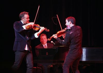 Billy Stritch with Dueling Fiddlers performing at The Best of Jim Caruso's Cast Party Photo