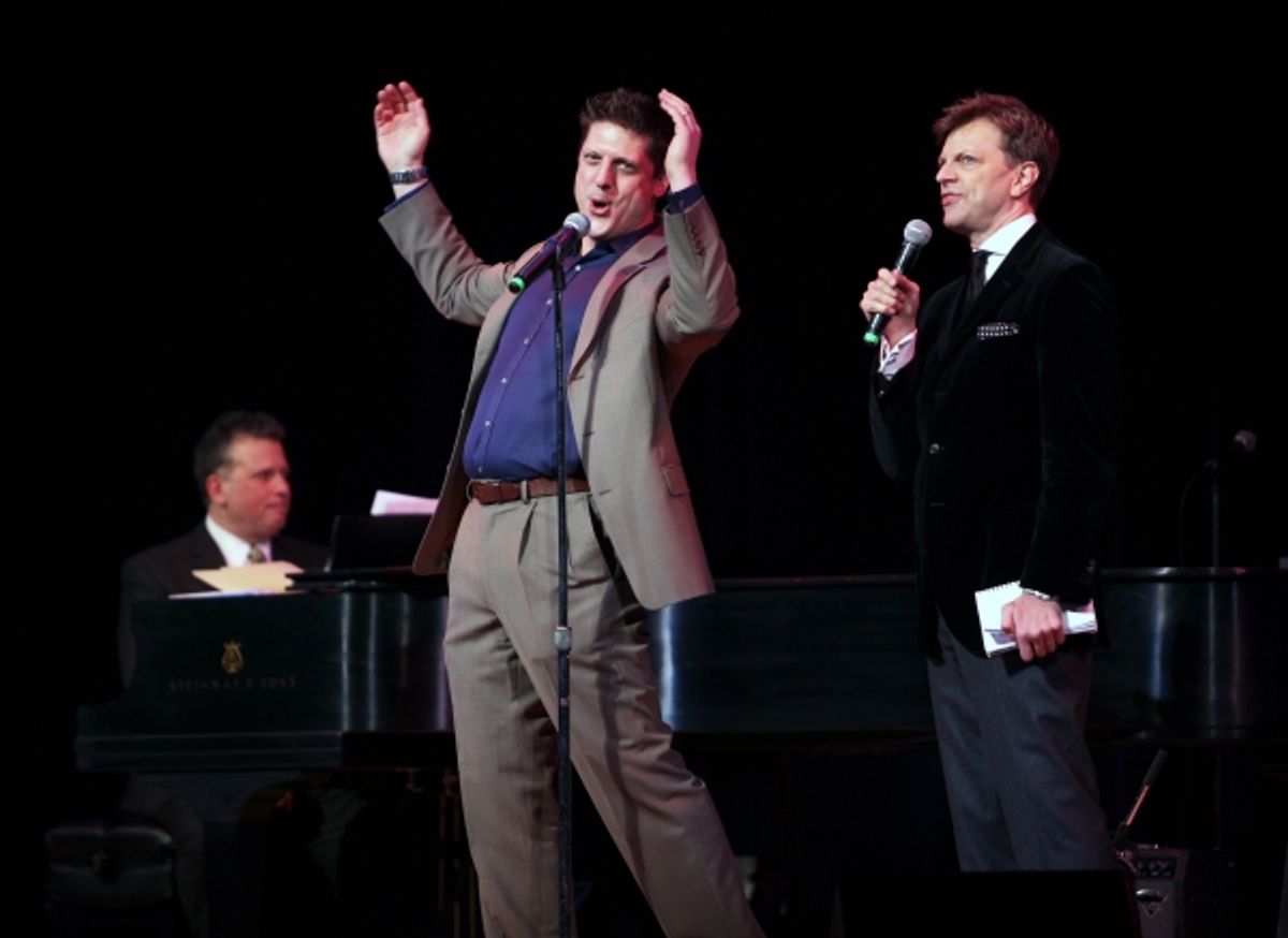 Billy Stritch, Christopher Sieber & Jim Caruso performing at The Best of Jim Caruso's Cast Party, a Benefit for BC/EFA at Town Hall in New York City. at 