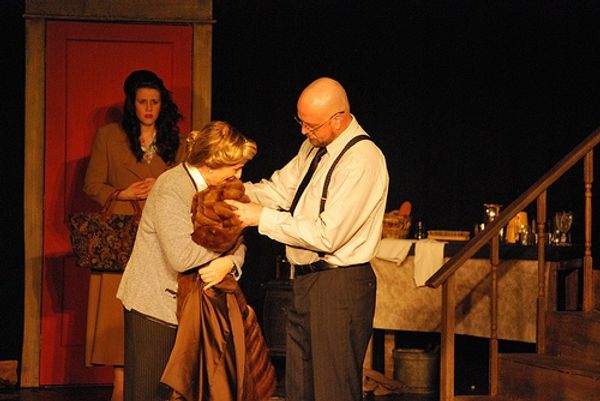 Jason Evetts (Mr. Van Daan) ignores pleas from Lisa Connolly Photo