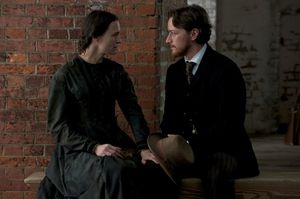 Robin Wright as Mary Surratt and James McAvoy as Frederick Aiken @ BroadwayWorld Robin Wright as Mary Surratt and James McAvoy as Frederick Aiken Photo