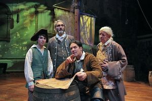 Noah E. Galvin as Jim Hawkins, Rocco Sisto, Steve Blanchard, and Ken Tigar Photo
