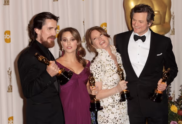 Christian Bale, Natalie Portman, Melissa Leo, and Colin Firth pictured at the 83rd An Photo