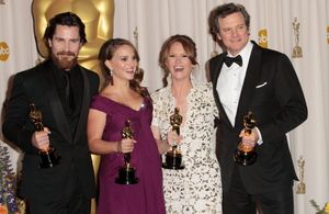 Best Supporter winner Christian Bale, Best winner Natalie Portman, Best Supporting wi Photo