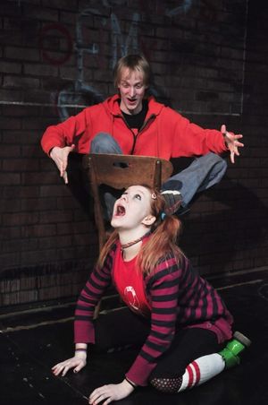 Abby Hart as Dora, Carrie Schlatter as Caitlin and Shane Tarplee as Peck
 Photo