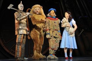 Tin Man (Edward Baker-Duly), Lion (David Ganly), Scarecrow (Paul Keating), Dorothy (Danielle Hope) and Toto (Dazzle) @ BroadwayWorld Tin Man (Edward Baker-Duly), Lion (David Ganly), Scarecrow (Paul Keating), Dorothy (D Photo