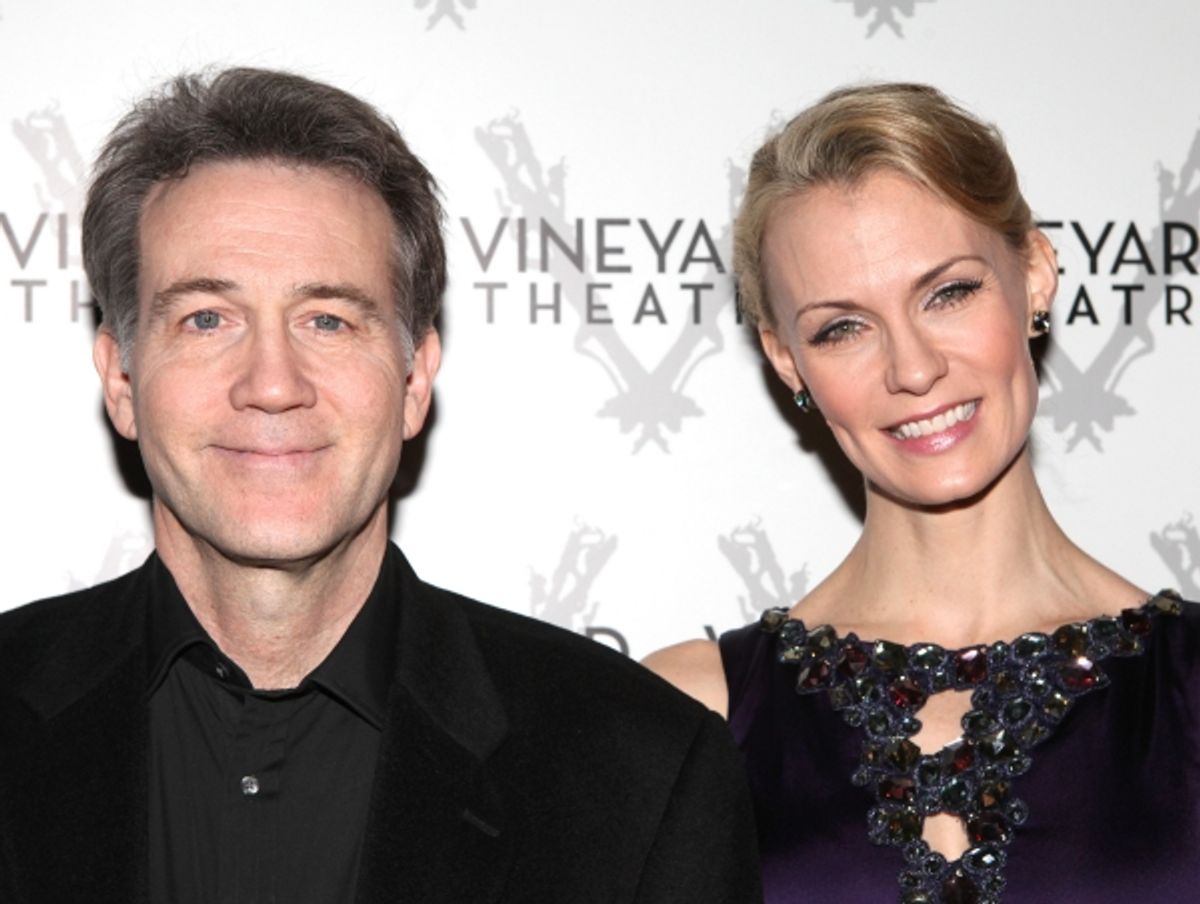 Boyd Gaines & Leigh Zimmerman arriving for STRO! The Vineyard Theatre Annual Spring Gala honors Susan Stroman at the Hudson Theatre in New York City at 