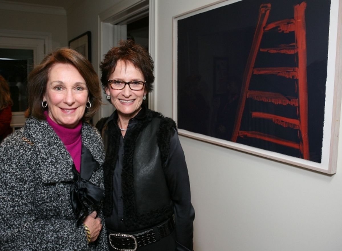 MALIBU, CA - FEBRUARY 28: Louise Edgerton (L) and host Eva Stern (R) pose during Center Theatre Group's Artistic Director's Circle Event with Jane Fonda star of '33 Variations' at the Ahmanson Theatre on February 28, 2011 in Malibu, California. (Photo by  at 