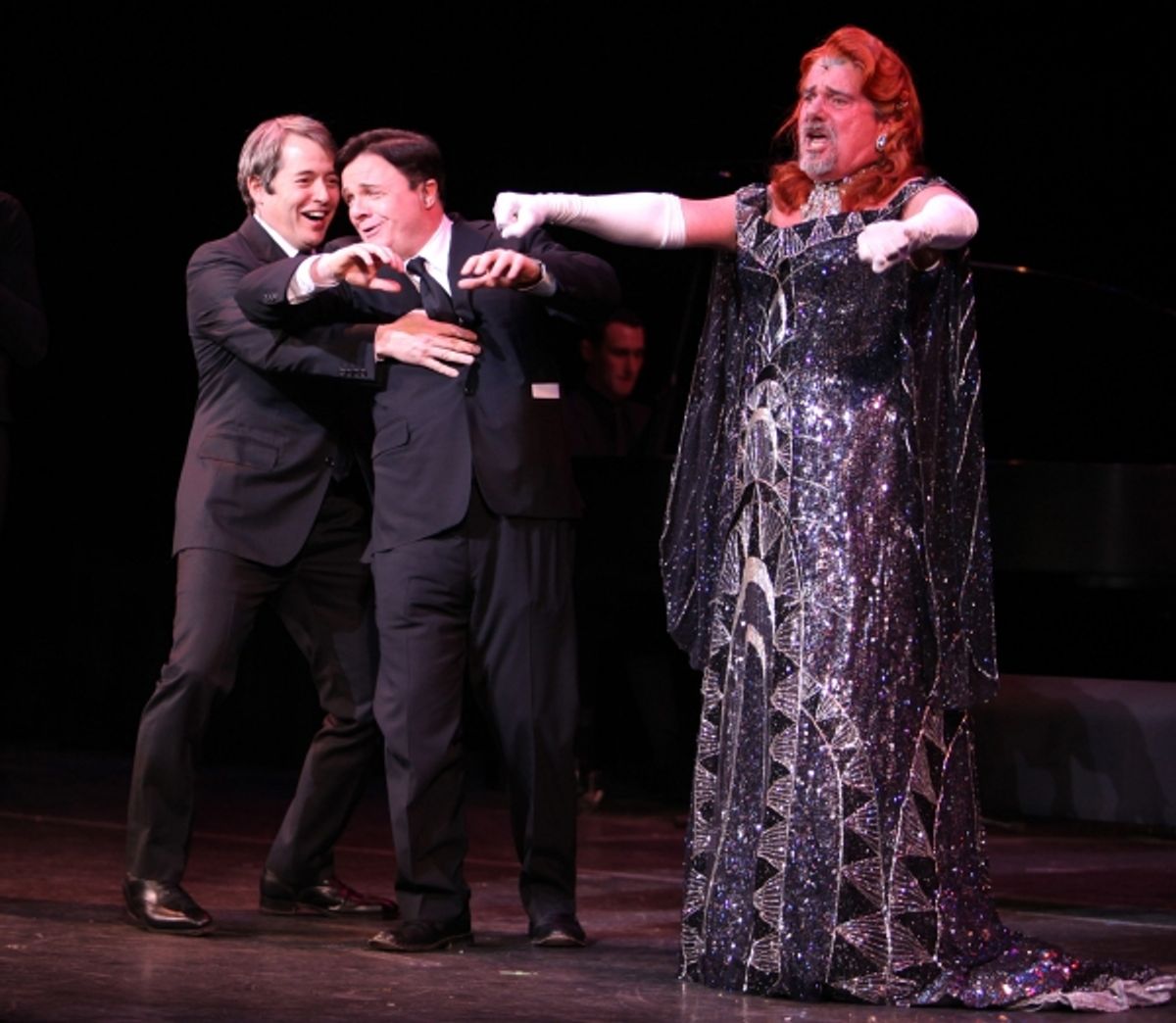 Matthew Broderick & Nathan Lane & Gary Beach performing in STRO! The Vineyard Theatre Annual Spring Gala honors Susan Stroman at the Hudson Theatre in New York City at 