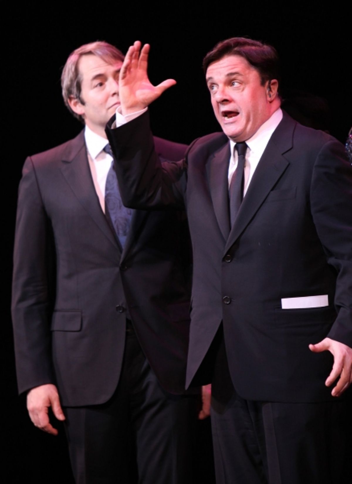 Matthew Broderick & Nathan Lane  (The Producers) performing in STRO! The Vineyard Theatre Annual Spring Gala honors Susan Stroman at the Hudson Theatre in New York City at 