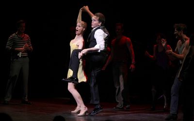 Leigh Zimmerman & Boyd Gaines & the cast (Contact) performing in STRO! The Vineyard T Photo