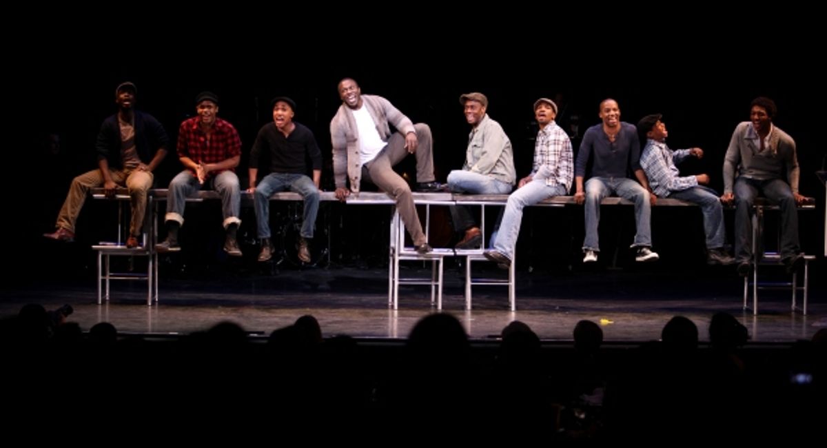 Joshua Henry & the cast of 'The Scottsboro Boys' performing in STRO! The Vineyard Theatre Annual Spring Gala honors Susan Stroman at the Hudson Theatre in New York City at 